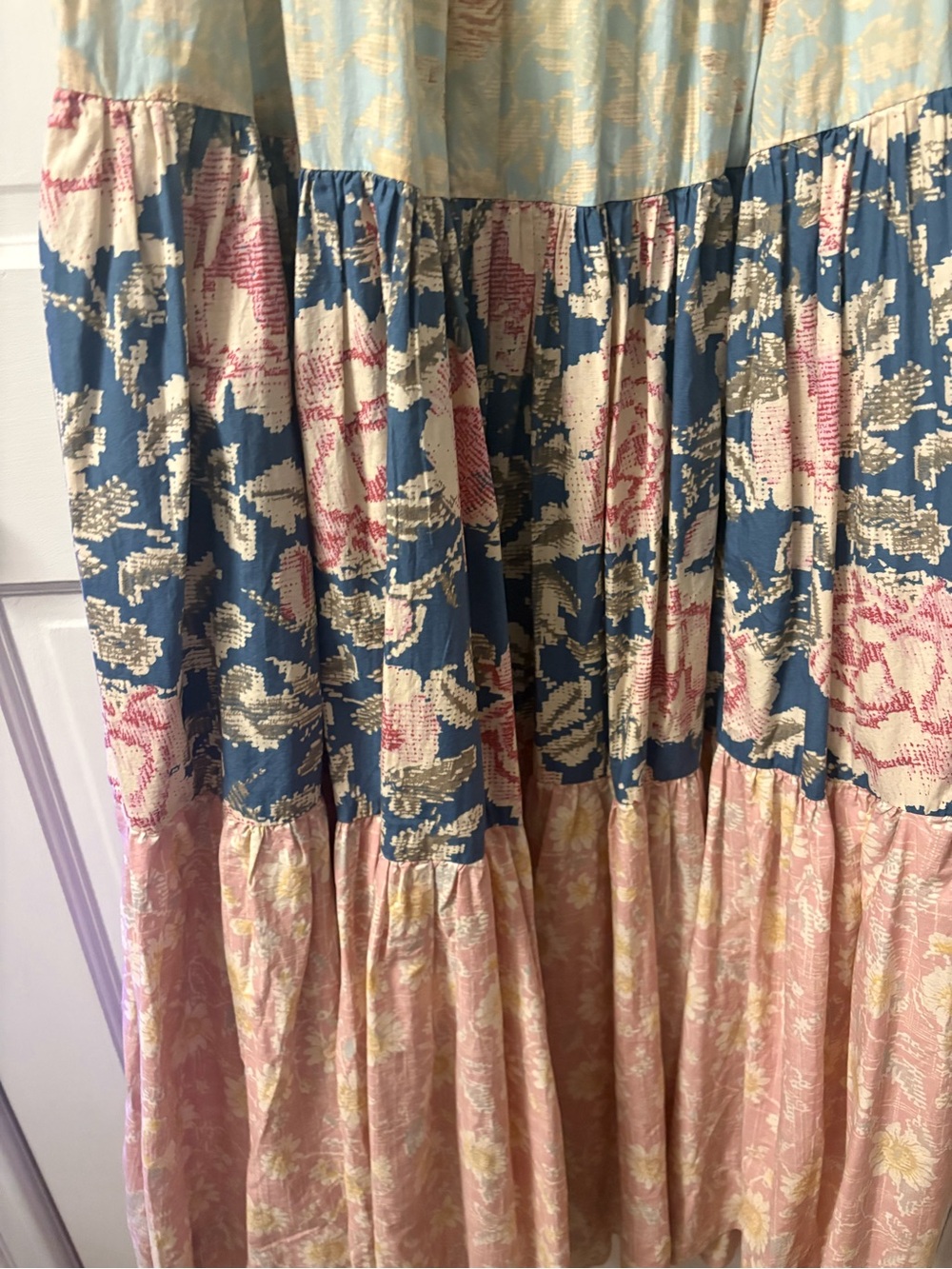 Free People Pink & Blue Smocked Floral Maxi Dress Small - Picture 11 of 11